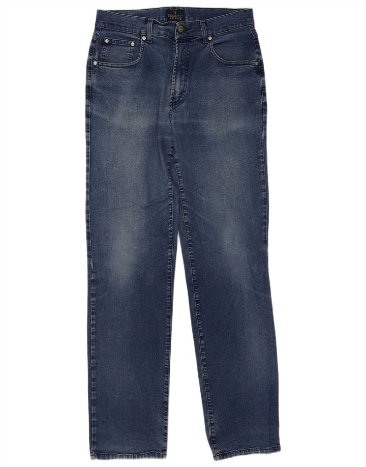 TRUSSARDI Herren Straight Jeans W33 L33 Blaue Baumwolle