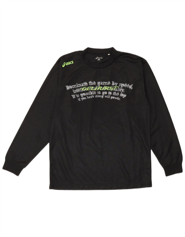 Asics Herren Graphic Top Langarm Medium Schwarz