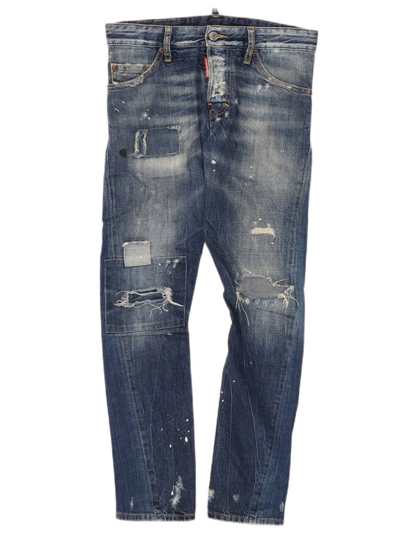Dsquared2 Damen Distressed Slim Jeans IT 42 Medium W30 L27 Blau gepunktet
