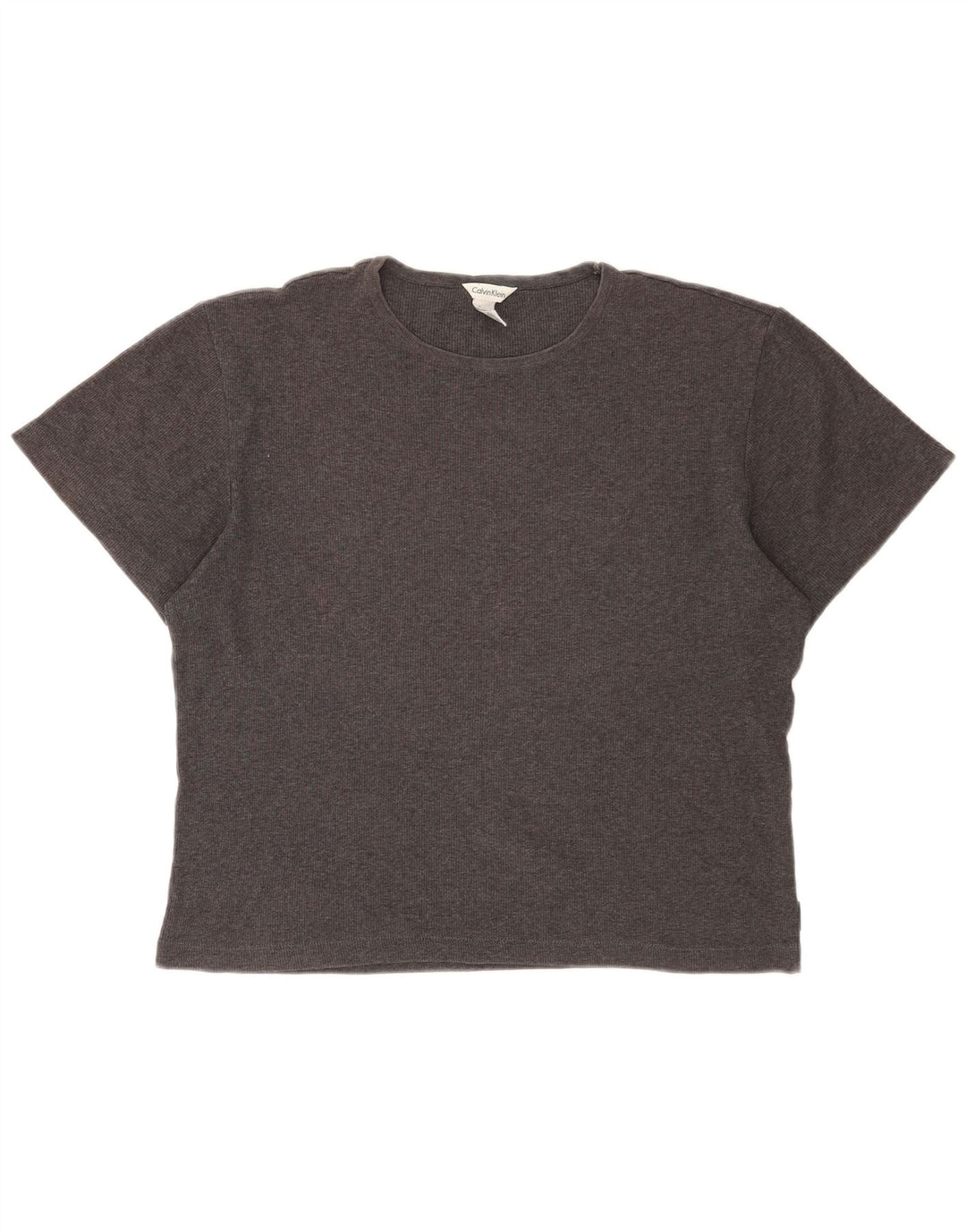 CALVIN KLEIN Damen Übergroßes T-Shirt-Oberteil UK 14 Mittelgraue Baumwolle