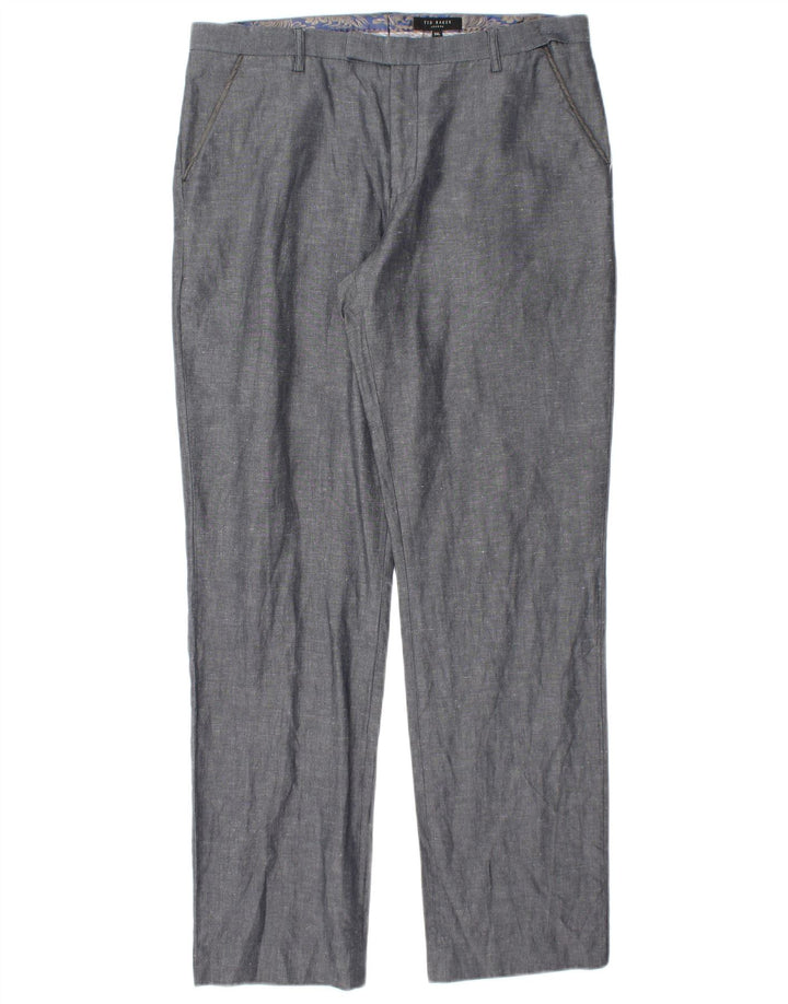 TED BAKER Gerade Chinohose für Herren, W34, L32, Blau, Baumwolle