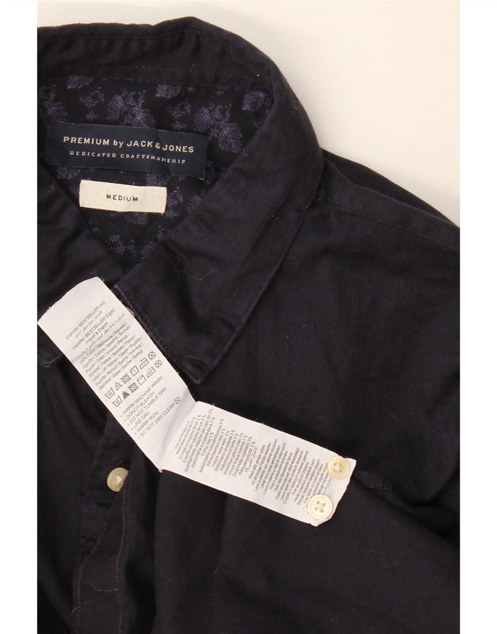 Jack & Jones Herrenhemd aus mittelblauer Baumwolle in Marineblau
