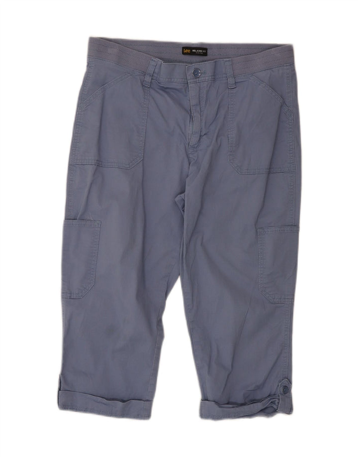 LEE Womens Mid Rise Relaxed Fit Cargo Capri Trousers Medium W34 L19 Blue Vintage Lee and Second-Hand Lee from Messina Hembry 