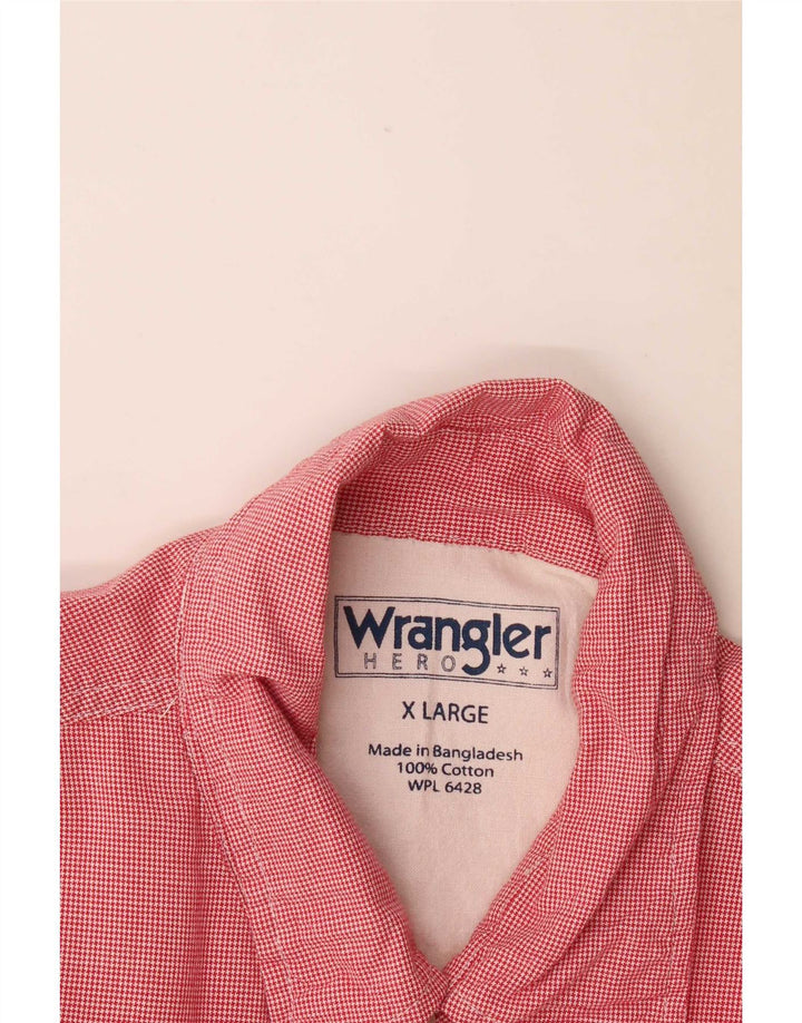 Wrangler Herren-Kurzarmhemd XL aus roter Hahnentrittmuster-Baumwolle
