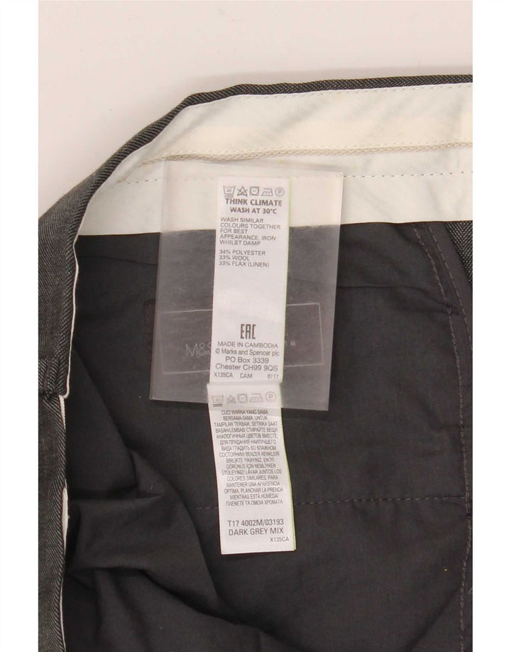 Marks & Spencer Herren-Anzughose mit maßgeschneiderter Passform, gerade, W36 L31, grau kariert