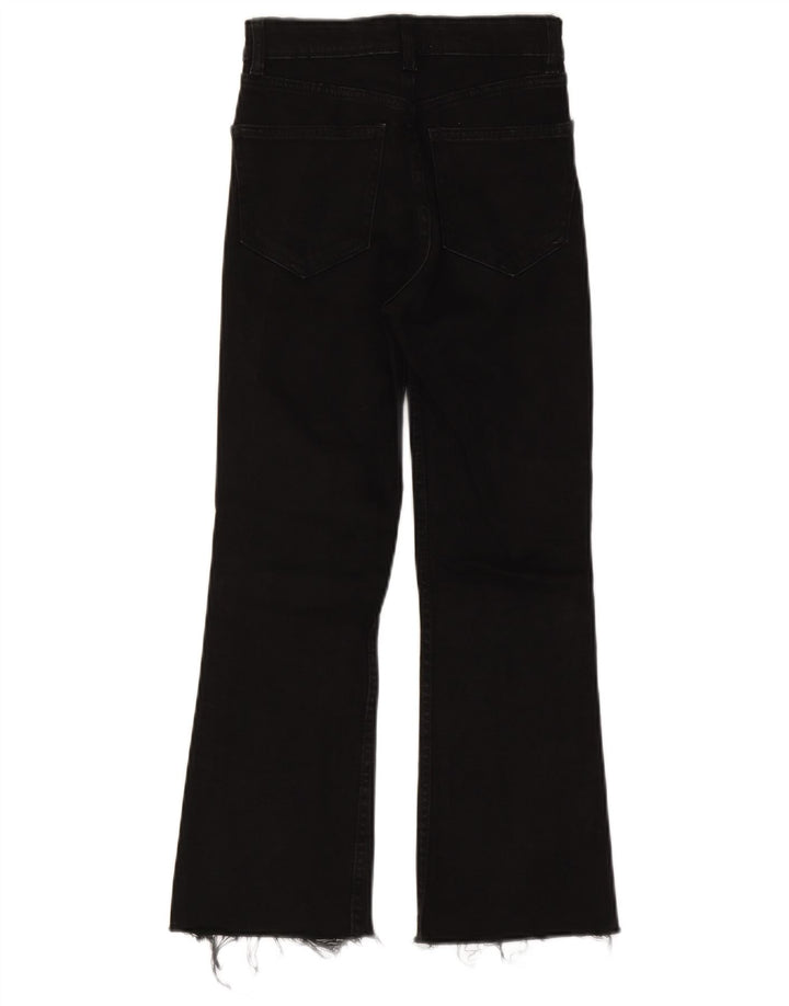 Zara Damen Bootcut Jeans EU 34 2XS W24 L24 Schwarze Baumwolle