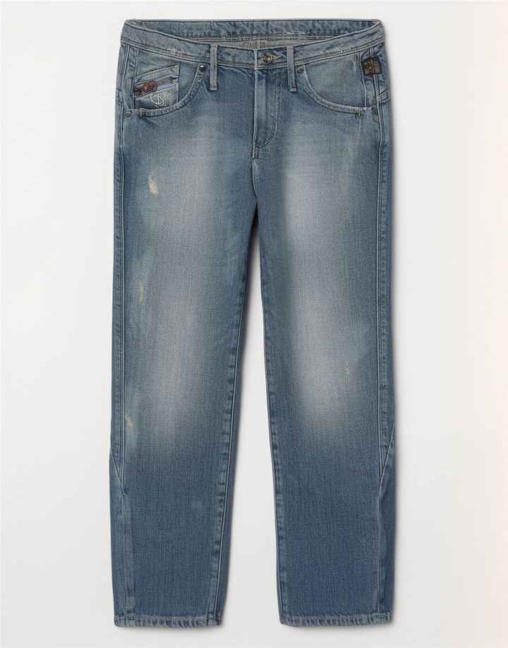 G-Star Damen Distressed Straight Jeans W27 L27 Blaue Baumwolle