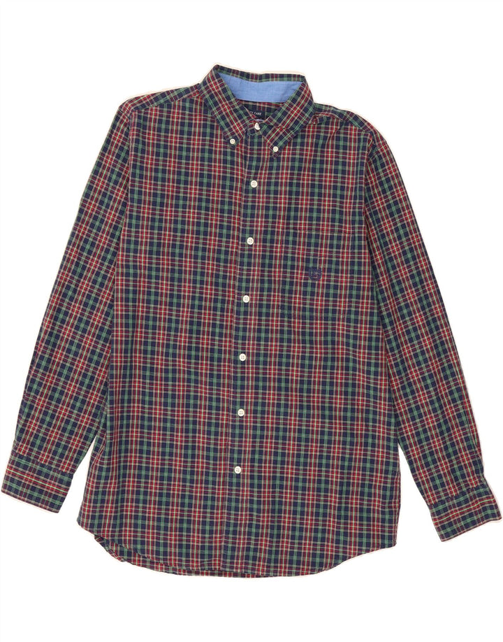 CHAPS Mens Easy Care Flannel Shirt Medium Navy Blue Check Cotton Vintage Chaps and Second-Hand Chaps from Messina Hembry 