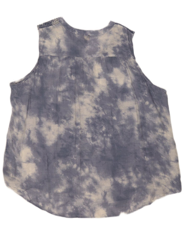 Lee Damen ärmelloses, übergroßes Blusenoberteil, UK 22 3XL, blauer Batik-Rayon