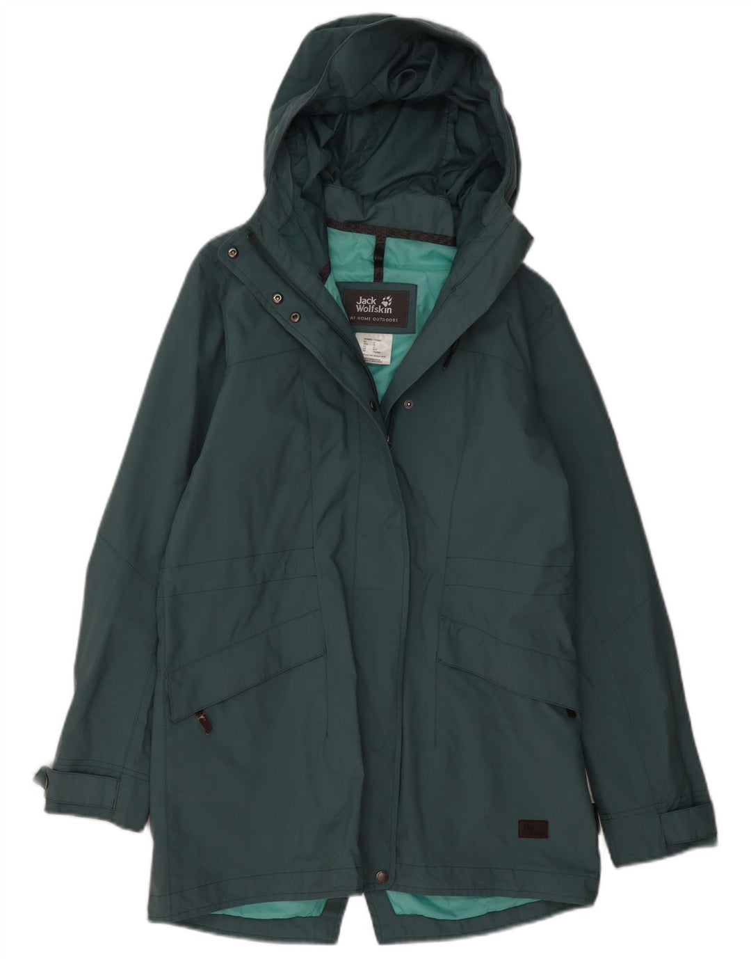 JACK WOLFSKIN Damen Regenmantel mit Kapuze UK 8/10 Small Grün Polyamid