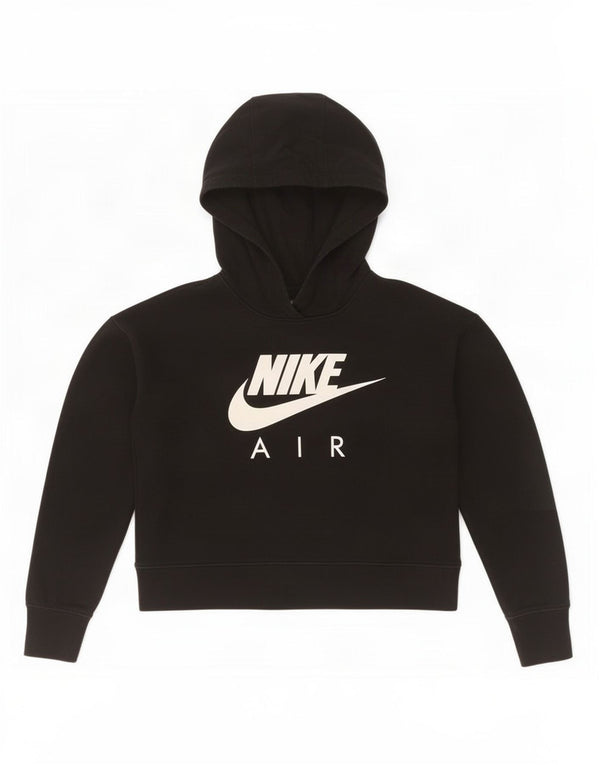 Nike Crop Graphic Hoodie-Pullover für Mädchen, 10–11 Jahre, mittlere schwarze Baumwolle
