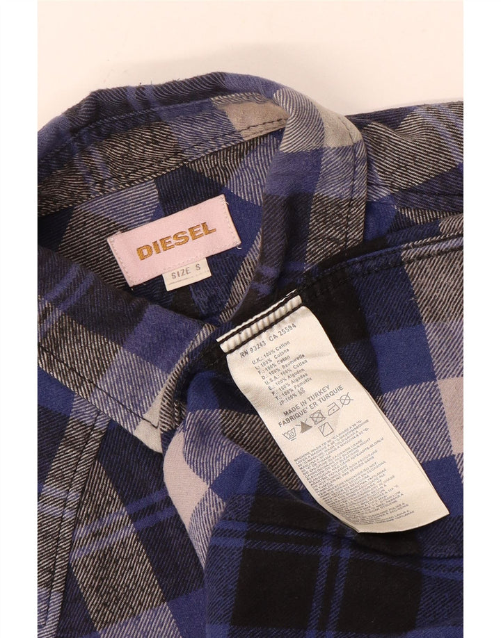 Diesel Herren-Flanellhemd, klein, marineblau, kariert, Baumwolle