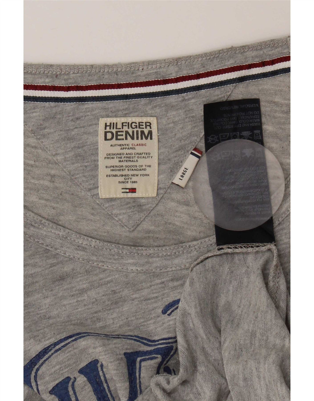 Tommy Hilfiger Damen Grafik-T-Shirt-Oberteil UK 14 Large Grau Polyester