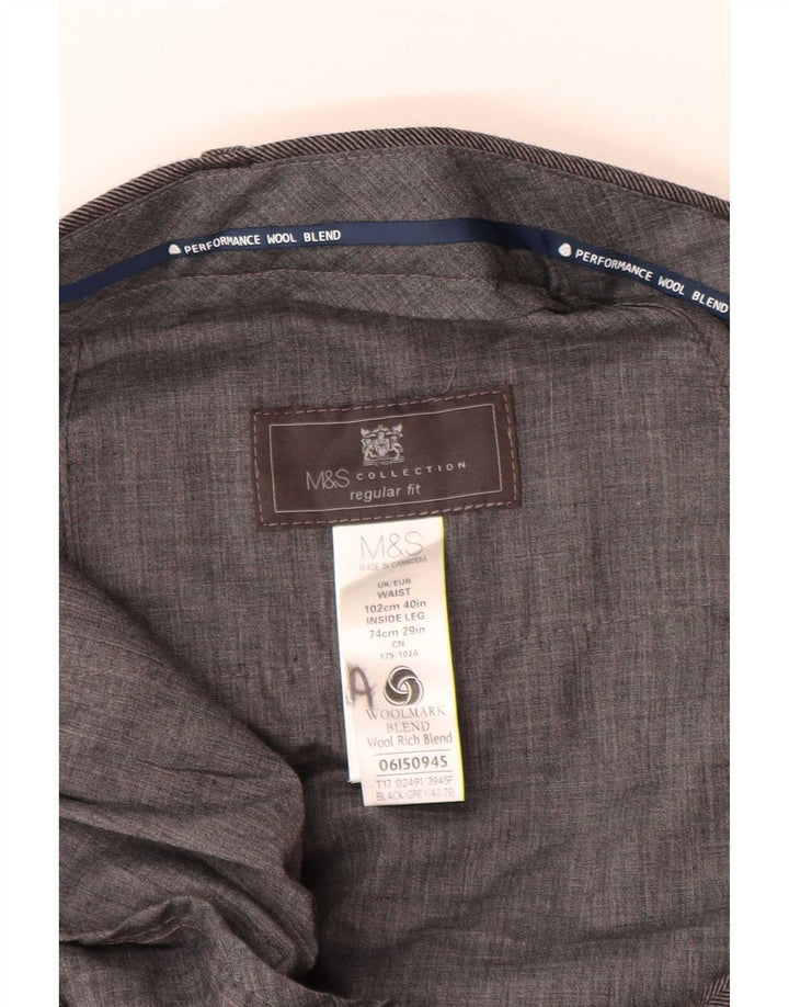Marks & Spencer Herren-Anzughose, gerade, normale Passform, W40, L29, graue Wolle
