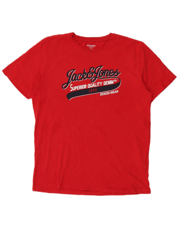 Jack & Jones Herren Grafik T-Shirt Top 2XL Rot Baumwolle