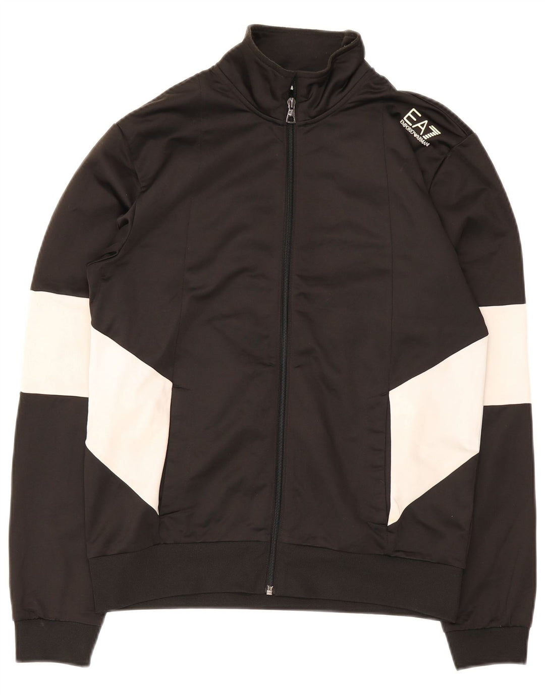 Emporio Armani Herren-Trainingsanzug, Oberteil, Jacke, Größe S, Schwarz, Farbblock-Polyester