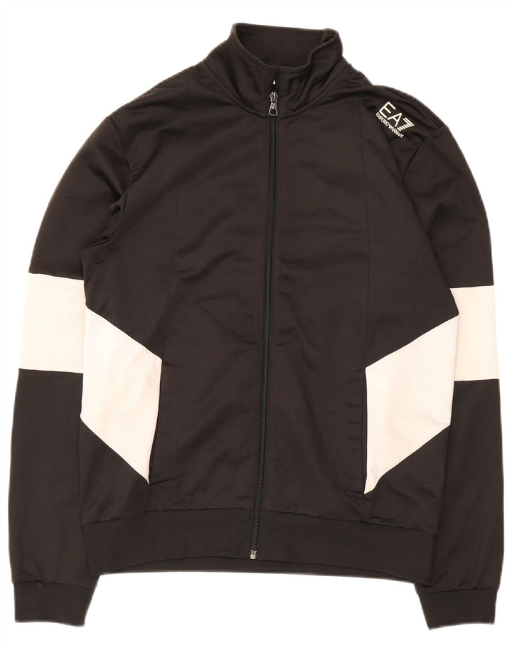 Emporio Armani Herren-Trainingsanzug, Oberteil, Jacke, Größe S, Schwarz, Farbblock-Polyester