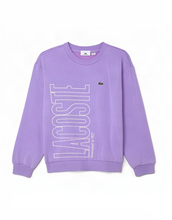 Lacoste Jungen-Sweatshirt mit Grafik, 7–8 Jahre, lila Baumwolle