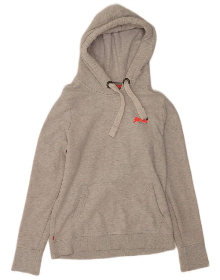 Superdry Damen Kapuzenpullover UK 14 Mittelgraue Baumwolle