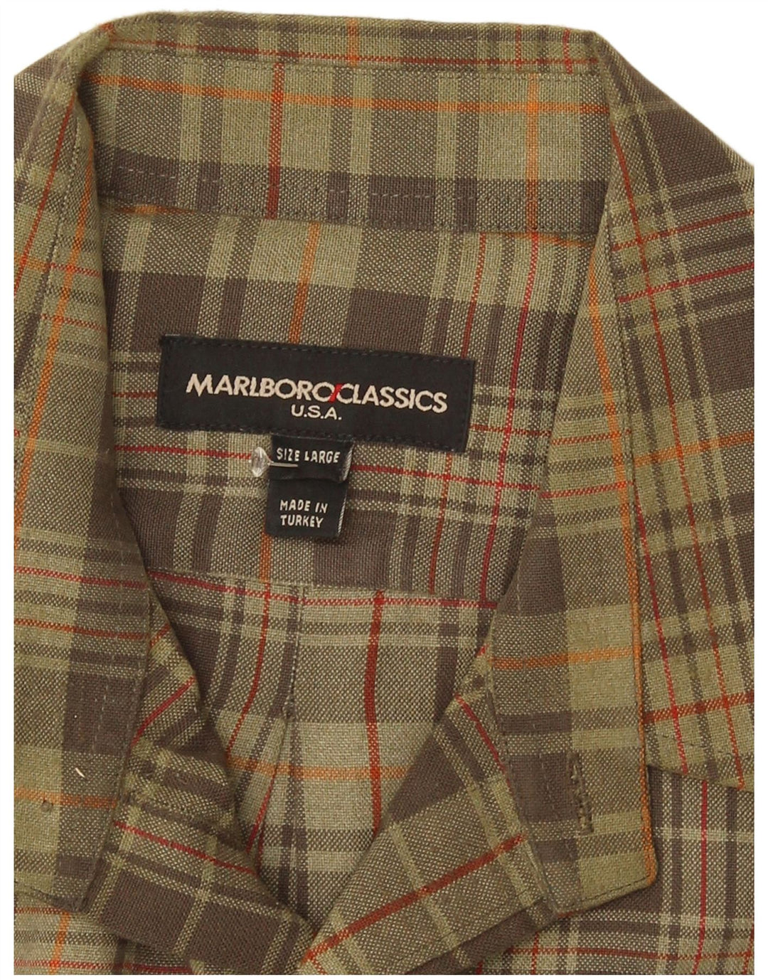 Marlboro Classics Herren-Flanellhemd, großes Khaki-Karomuster
