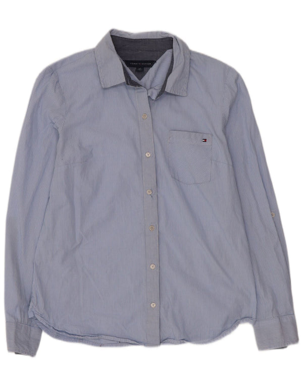 Tommy Hilfiger Damenhemd UK 10 Small Blue Nadelstreifen Baumwolle