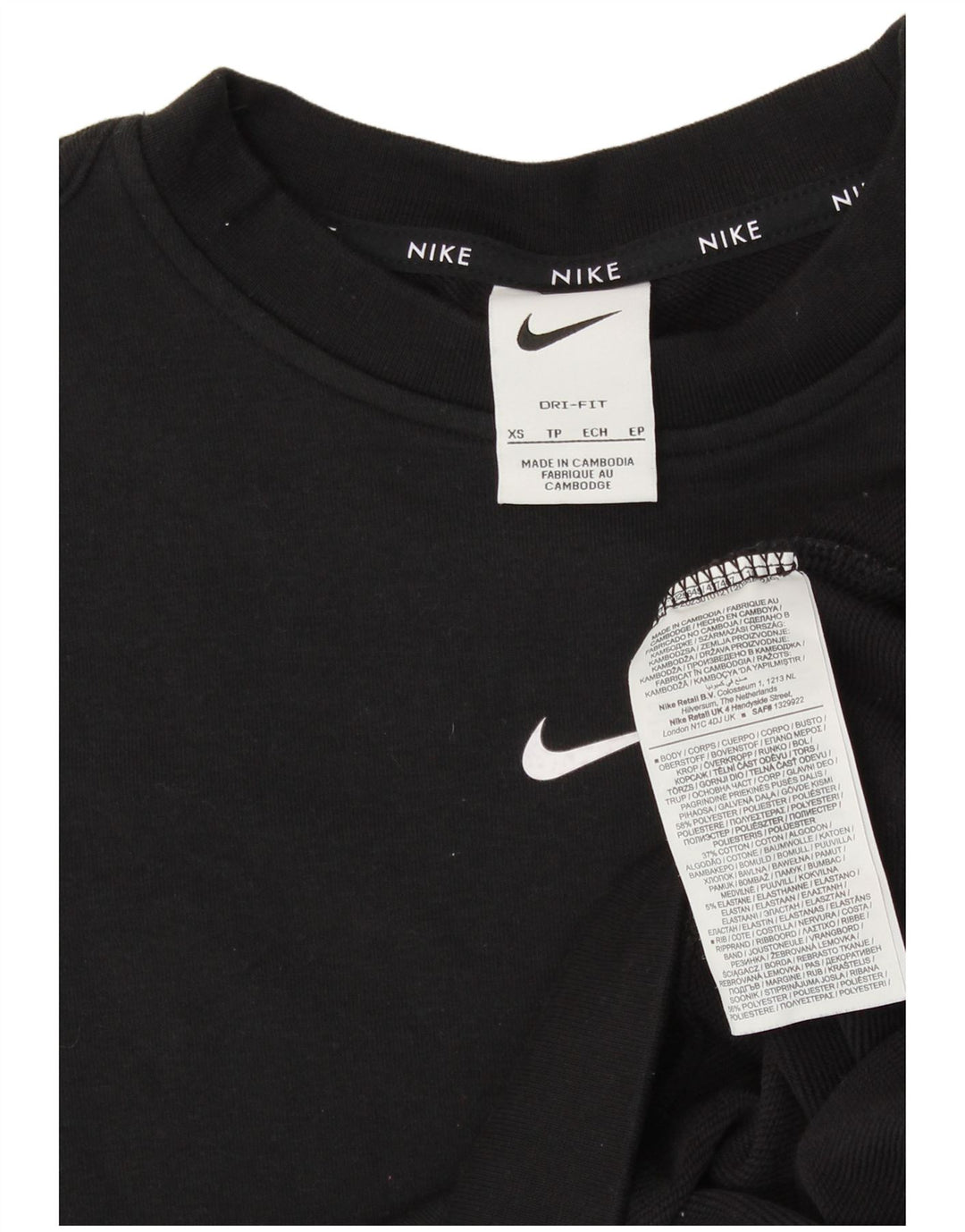 NIKE Damen Sweatshirt Pullover UK 6 XS Schwarz Polyester