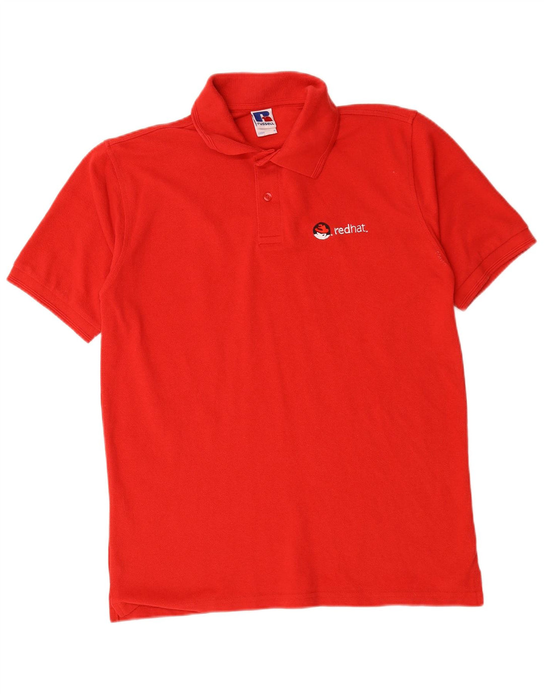 Russell Athletic Herren-Poloshirt mit Grafik, mittelrote Baumwolle