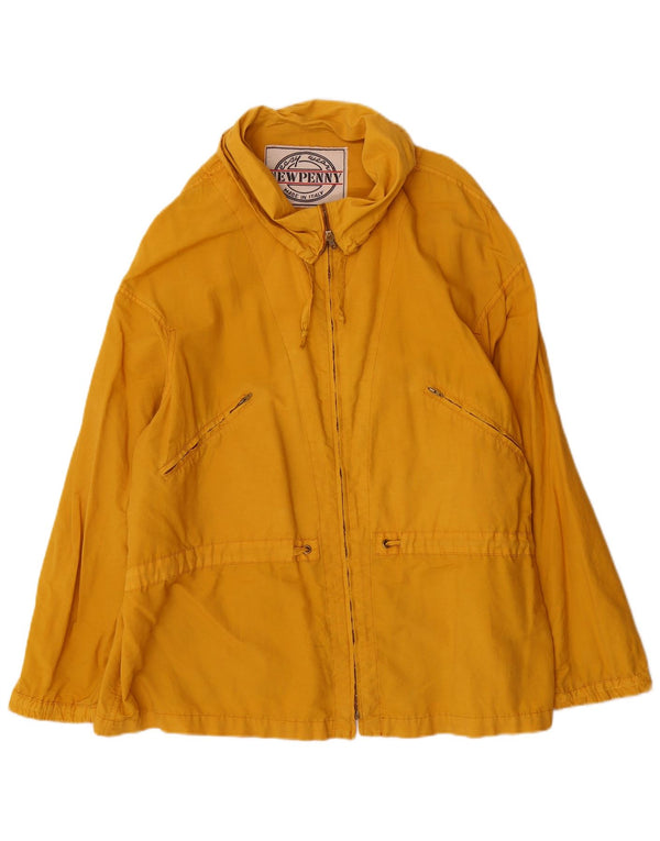 New Penny Womens Loose Fit Rain Jacket UK 16 Large Yellow Cotton