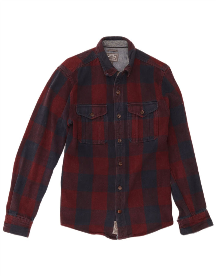 Fat Face Herren-Flanellhemd mit klassischer Passform, klein, rot kariert, Baumwolle