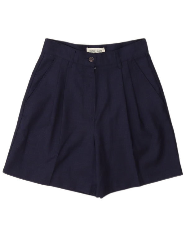 Benetton Womens High Waist Pegged Casual Shorts IT 40 Small W26 Marineblau