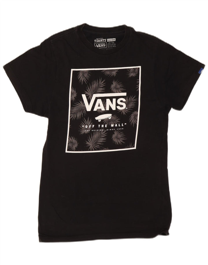 VANS Herren Custom Fit Grafik T-Shirt Top Small Schwarz Baumwolle