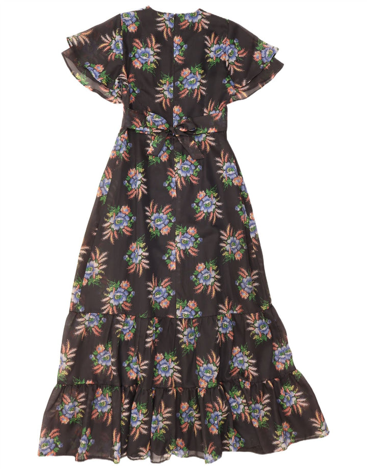 Diolen Damen Maxikleid EU 42 Großes schwarzes Blumenmuster aus Polyester