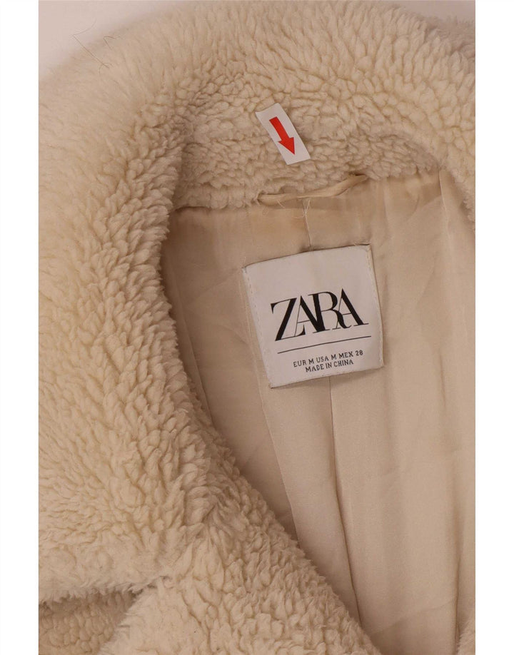 Zara Damen-Teddybär-Zweireiher-Mantel, Gr. 14, Mittel, gebrochenes Weiß