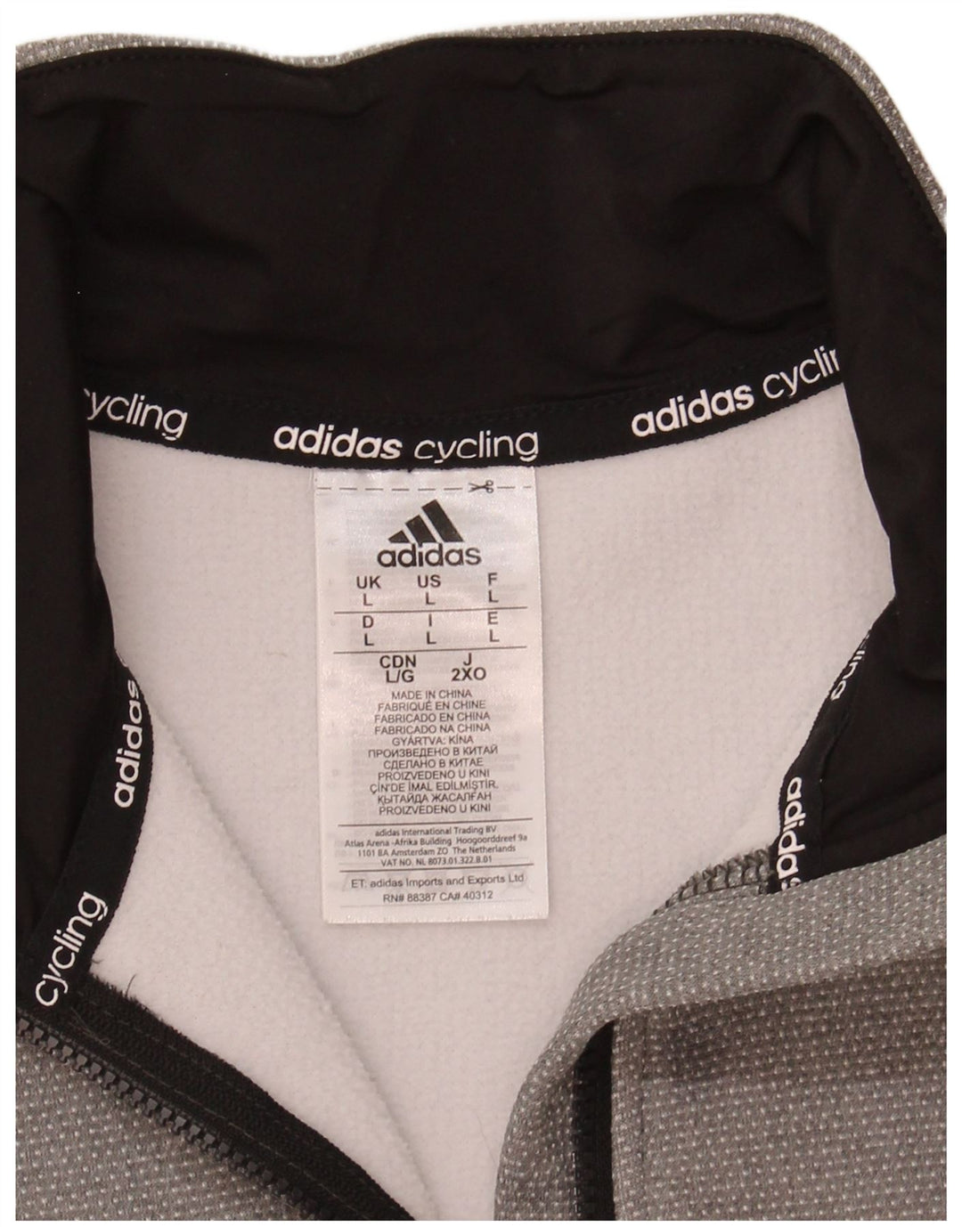 Adidas Herren-Sweatshirt mit Reißverschluss am Hals, groß, aus grauem Polyester