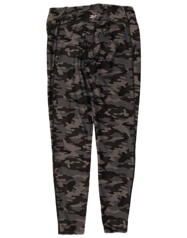 Reebok Damen Leggings UK 16/18 Large Grau Camouflage Polyester