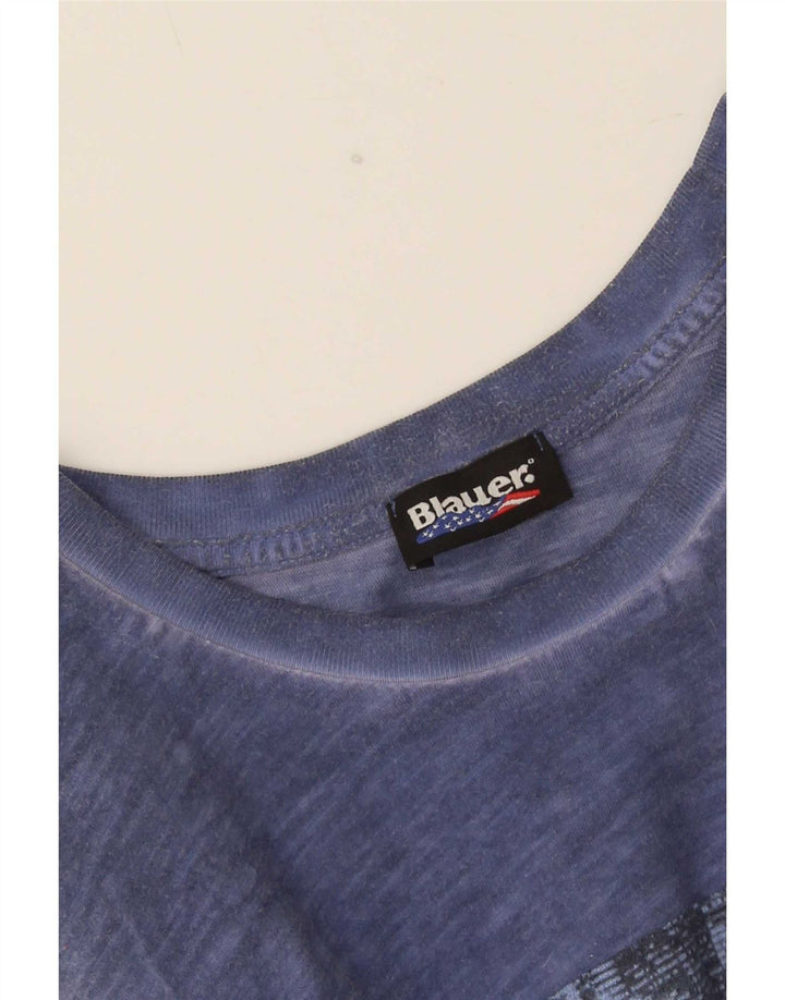 Blauer Herren-T-Shirt mit Grafik, mittelgroß, Marineblau
