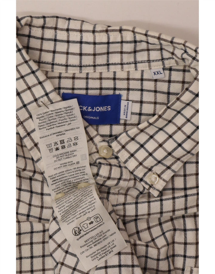 Jack & Jones Herrenhemd 2XL, weiße Gingham-Baumwolle