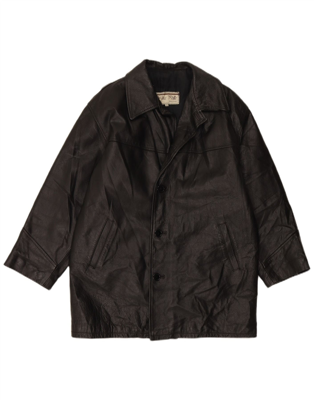 VINTAGE Herren Lederjacke IT 48 Mittelschwarzes Leder