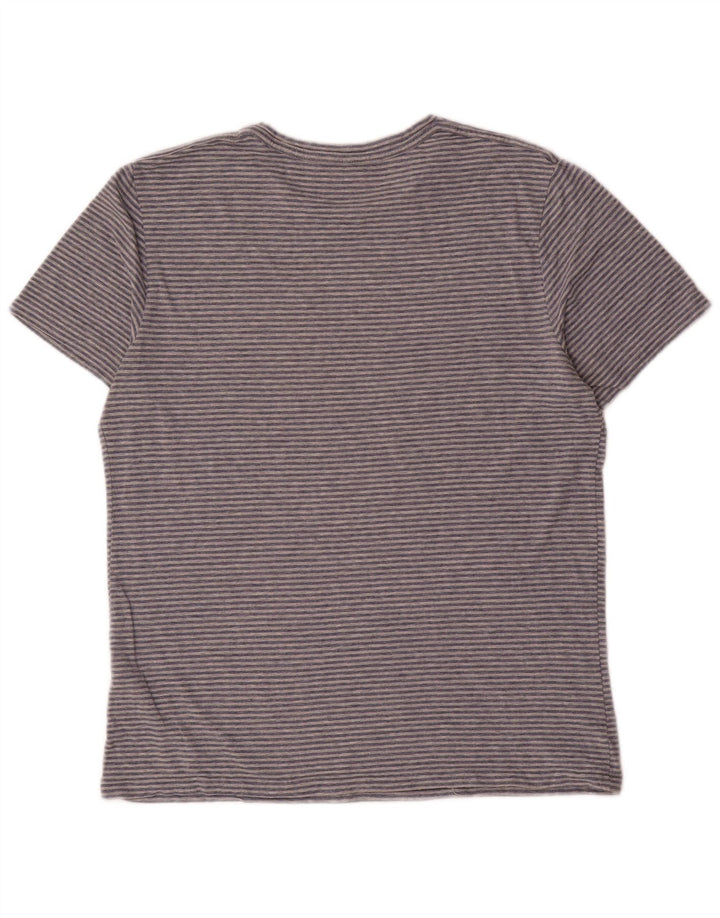 All Saints Herren-T-Shirt-Oberteil, groß, grau gestreift