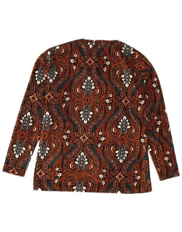 Vintage Damen LangarmBluse Top UK 12 Mittelbraun Paisley