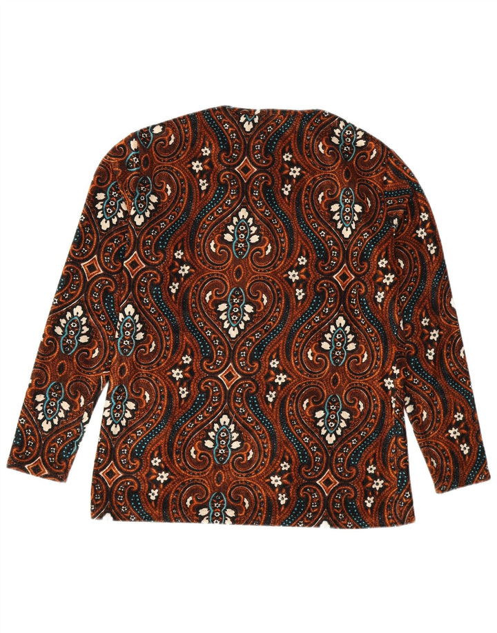 Vintage Damen LangarmBluse Top UK 12 Mittelbraun Paisley
