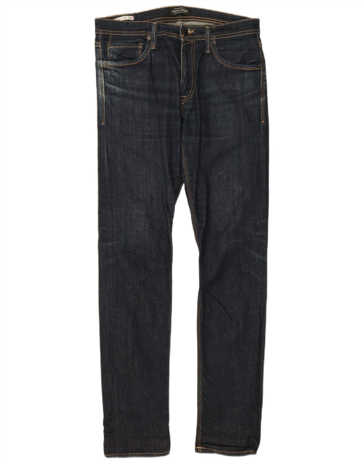 JACK & JONES Herren GLENN Slim Jeans W32 L32 Marineblaue Baumwolle