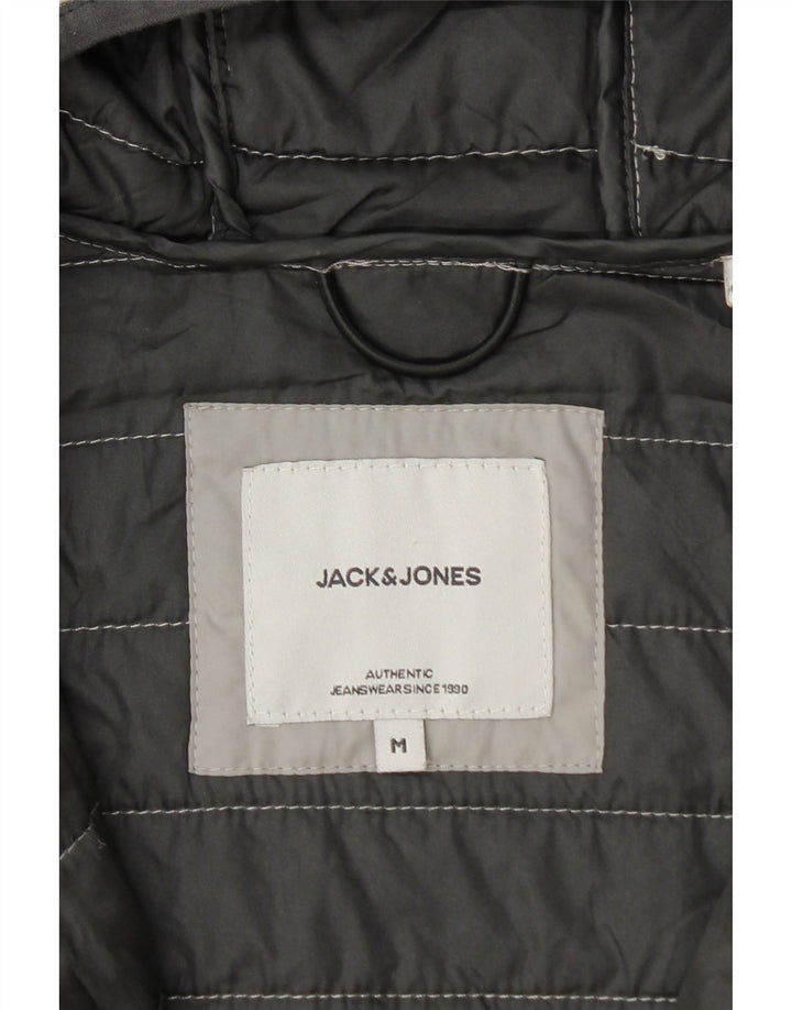 Jack & Jones wattierte Herrenjacke mit Kapuze, UK 38, Mittelgrau, Farbblock