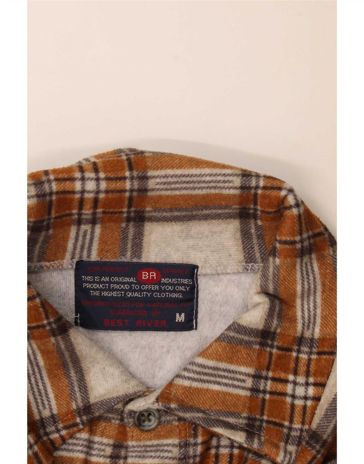 Vintage Damen Übergroßes Overshirt Flanellhemd UK 14 Mittelbeige kariert