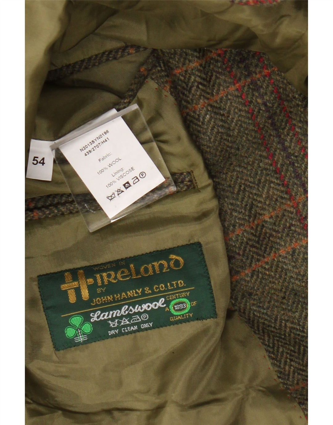 John Hanly&Co Ltd Herren 3-Knopf-Blazerjacke IT 54 2XL Khaki Check