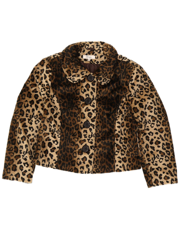 Peruzzi Damen-Kunstpelzjacke, Größe 44, braun, Polyester mit Tiermuster