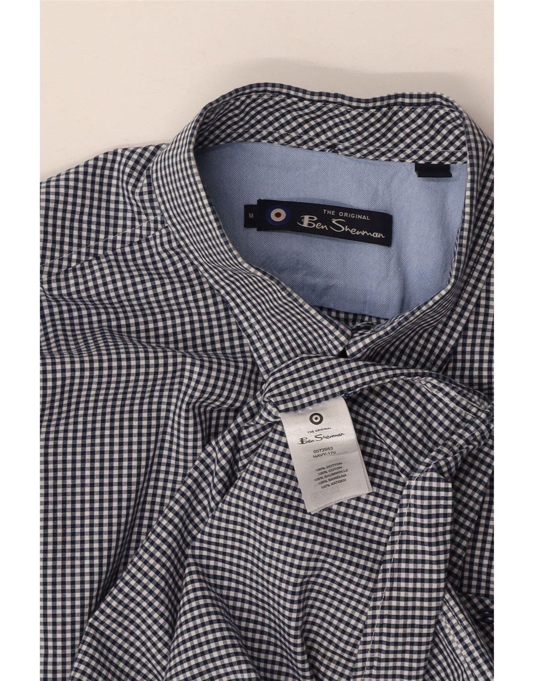 BEN SHERMAN Herrenhemd, mittelgroß, marineblau, Gingham-Baumwolle
