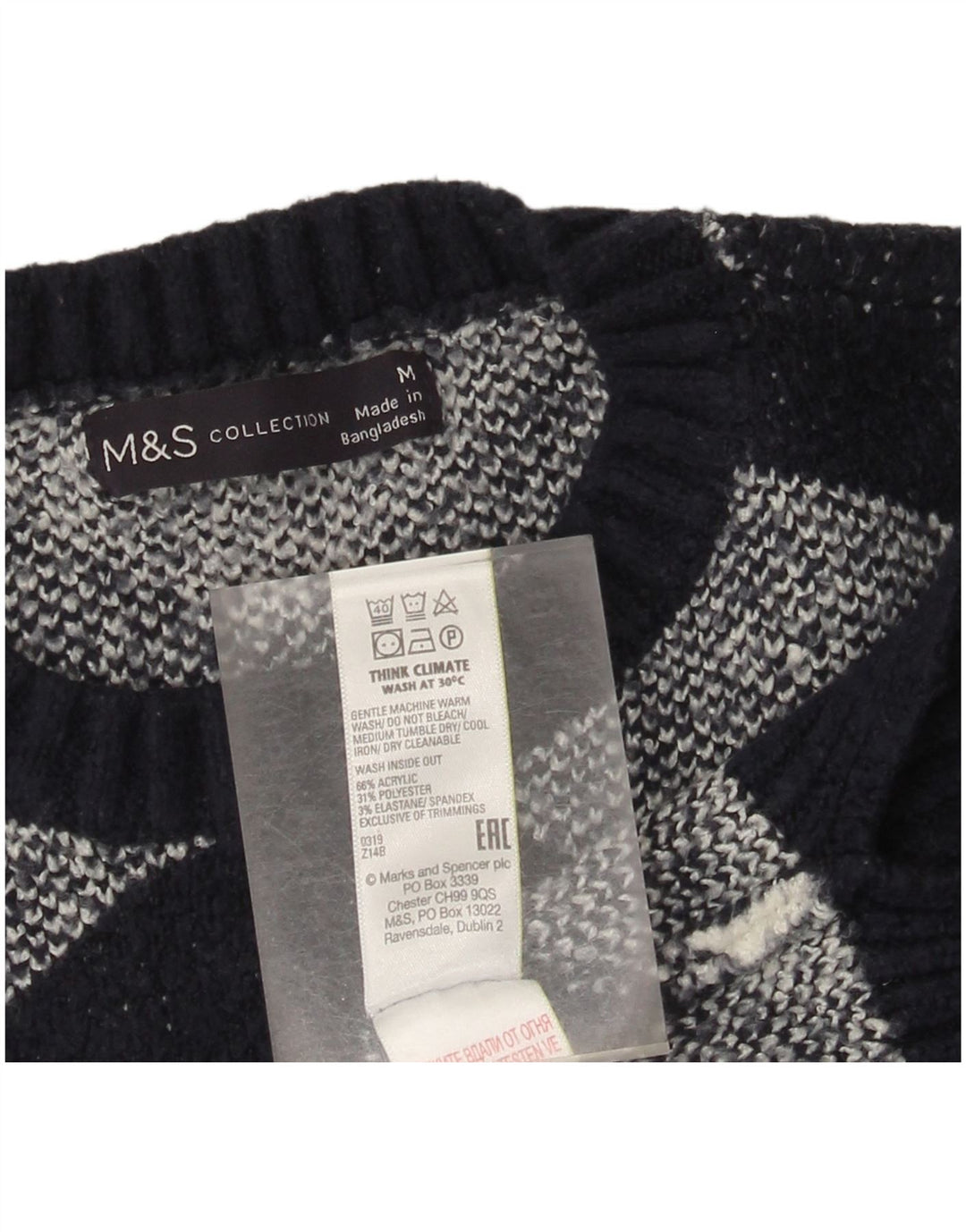 Marks & Spencer Damen-Pullover mit Rundhalsausschnitt, Gr. 14, mittelschwarz kariert