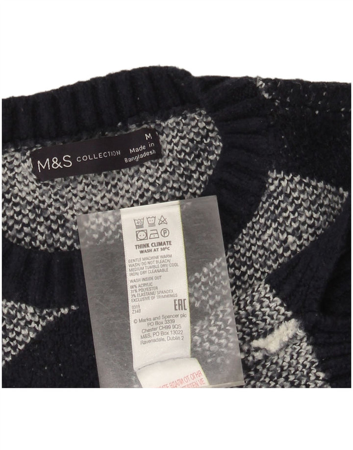 Marks & Spencer Damen-Pullover mit Rundhalsausschnitt, Gr. 14, mittelschwarz kariert