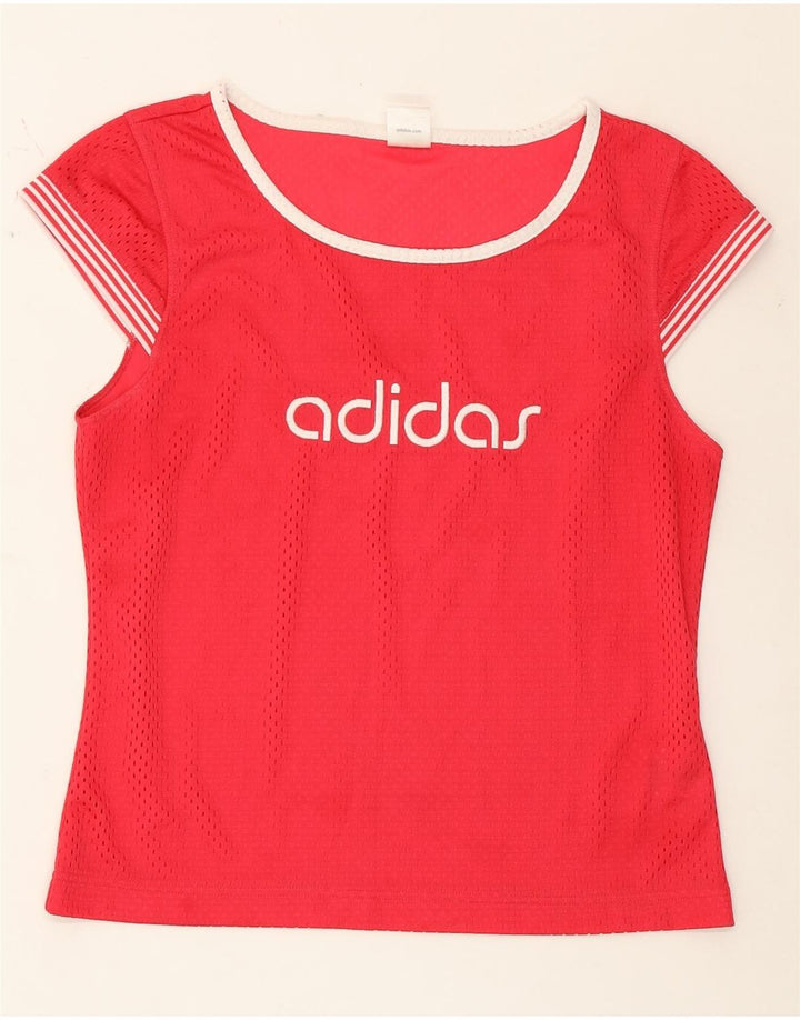 Adidas Damen Graphic T-Shirt Top UK 12 Mittelrotes Polyester
